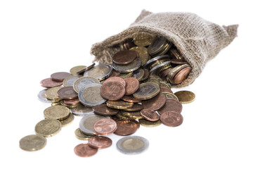Euro Coins in a small bag