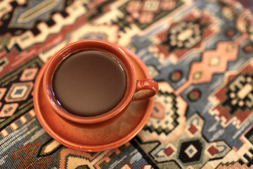 Brown cup of armenian coffee