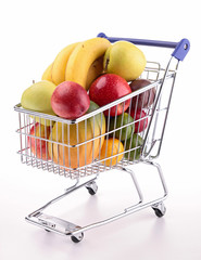 shopping cart with fruits