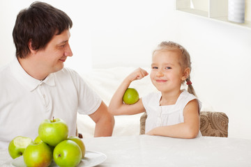 Family with apples