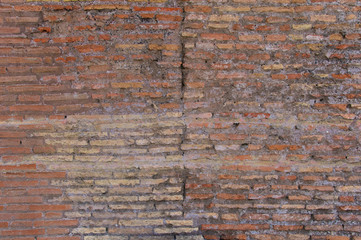 Old rough brick wall close up texture view