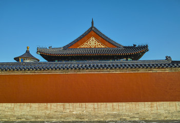 Ancient buildings inside the red wall of  Temple of Heaven, Beij