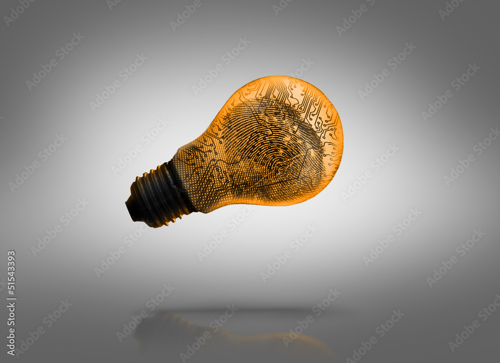 Poster digital circuit inside light bulb