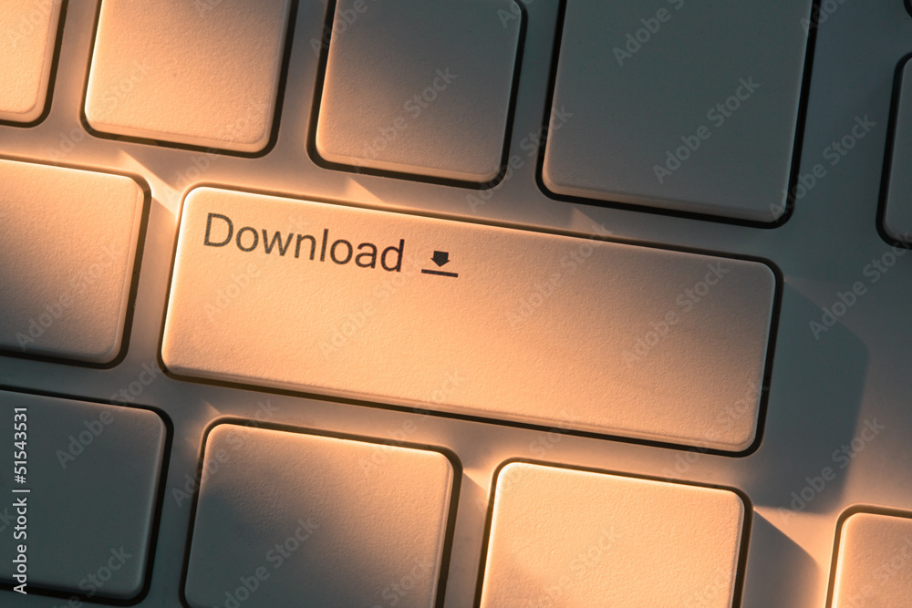 Aufkleber keyboard with close up on download button
