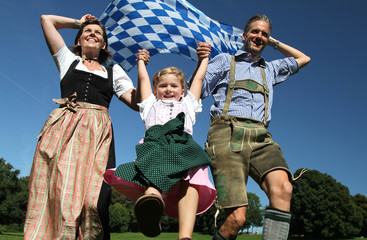 Familie mit Fahne von Bayern