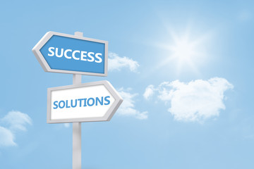 Fototapeta premium Success and solutions road sign