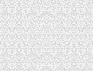 white floral pattern wallpaper - obrazy, fototapety, plakaty