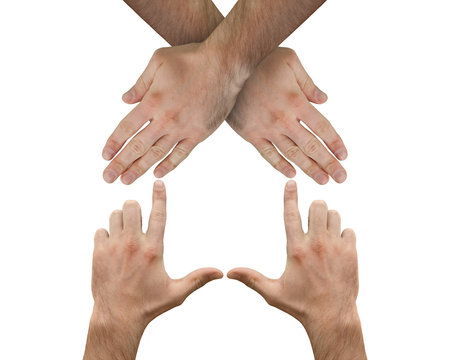 Hands crossed representing a house
