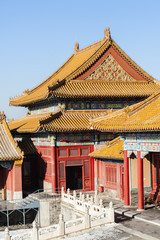 Fototapeta premium Ancient buildings in Forbidden City, Beijing of China