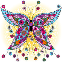 Obraz premium Fantazja wiosny rocznika motyl