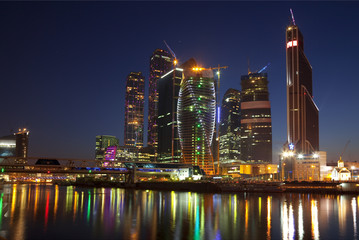 Obraz premium New construction in Moscow at night