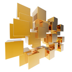 Abstract gold cubes design