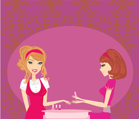 girl doing manicure in beauty salon