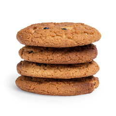 oat cookies with raisins in stack