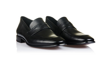 Fashion concept with male shoes on white