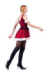 Oktoberfest concept with woman on white