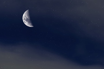 Obraz na płótnie Canvas Night Starry Sky Background. Crescent Moon