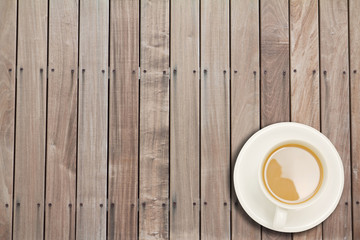 Coffee cup on wooden.