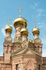 Fototapeta na wymiar Kiev Holy Protection Holosiivska desert. Ukrainian Orthodox Chur