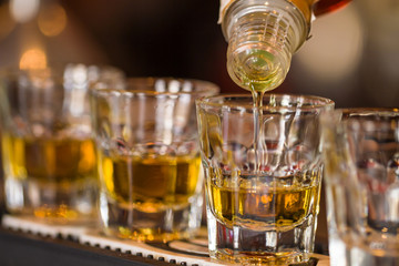 Shots drinks in cocktail nightclub