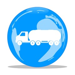 Camion-citerne dans un globe-terrestre