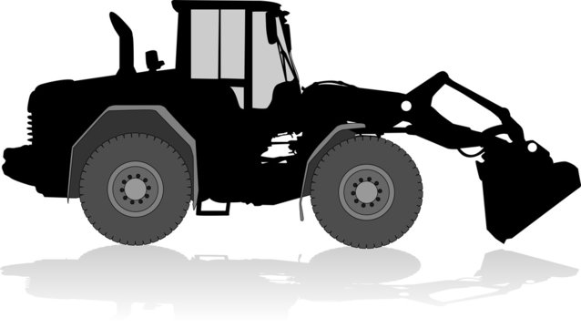 Vector silhouette of a tractor of road service