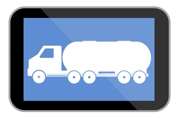 Camion-citerne dans une tablette