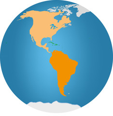 Globus mit Nord- und Südamerika