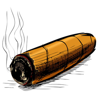 Lighting Cigar Sketch Vector Illustration