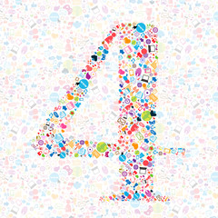 Social network number background with media icons