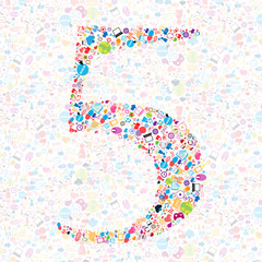 Social network number background with media icons