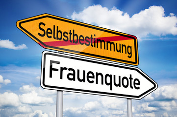 Wegweiser mit Selbstbestimmung und Frauenquote