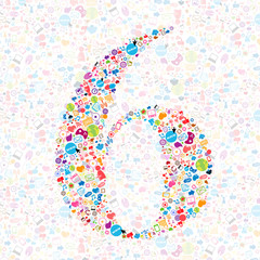 Social network number background with media icons