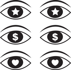 Eyes with various symbols set 1