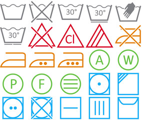 Set icon of washing signs