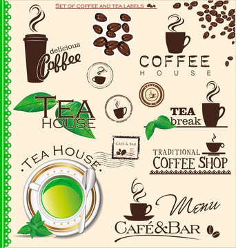Set of coffee and tea labels