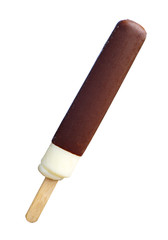 Small round ice cream in chocolate