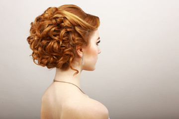 Styling. Frizzy Red Hair Woman. Haircare Spa Salon Concept © gromovataya