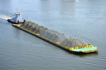 Barge on Elizabeth River, Norfolk, Virginia, USA
