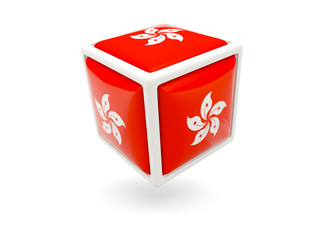 Flag of hong kong. Cube icon