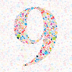 Social network number background with media icons