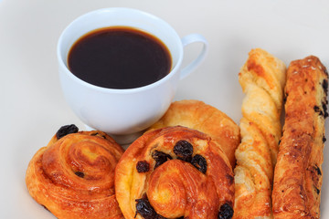 Breakfast with coffee and bread