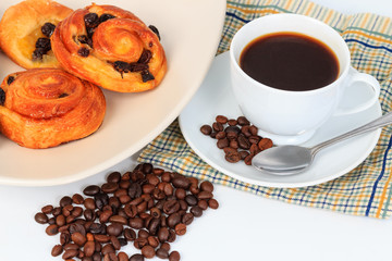 Breakfast with coffee and bread