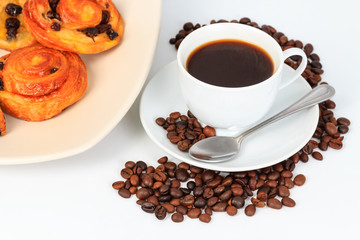 Breakfast with coffee and bread