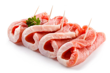 Fresh raw pork on white background