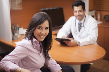 Beautiful latin brunette at the doctor's office