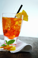 Colourful glass of aperol spritz