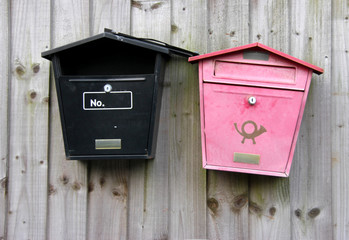Letter boxes on a wall