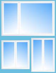 set with window silhouette and blue sky