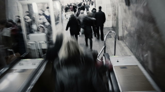 People in the metro. Time lapse.